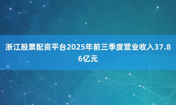 浙江股票配资平台2025年前三季度营业收入37.86亿元